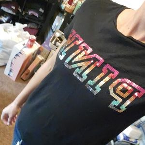 Pink rainbow bling tee